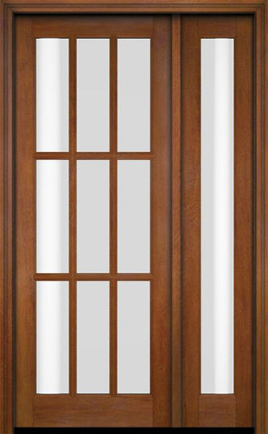WDMA 38x80 Door (3ft2in by 6ft8in) Exterior Swing Mahogany 9 Lite TDL Single Entry Door Full Sidelight 4
