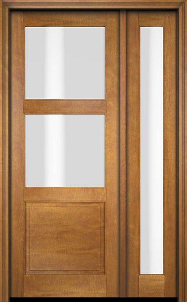 WDMA 38x80 Door (3ft2in by 6ft8in) Exterior Swing Mahogany 2 Lite Over Raised Panel Single Entry Door Sidelight 1