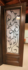 WDMA 38x80 Door (3ft2in by 6ft8in) Exterior Mahogany Door One Sidelight Leaf Scrollwork Ironwork Glass 7