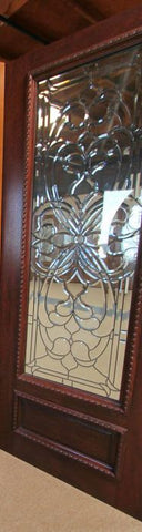 WDMA 38x80 Door (3ft2in by 6ft8in) Exterior Mahogany Floral Scrollwork Beveled Glass Door and one Sidelight 2