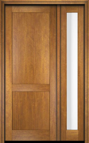 WDMA 38x84 Door (3ft2in by 7ft) Exterior Swing Mahogany Modern 2 Flat Panel Shaker Single Entry Door Sidelight 1