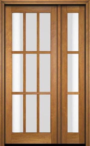 WDMA 38x84 Door (3ft2in by 7ft) Exterior Swing Mahogany 9 Lite TDL Single Entry Door Sidelight 1