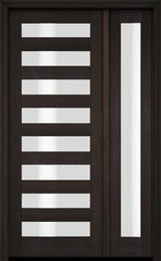 WDMA 38x84 Door (3ft2in by 7ft) Exterior Swing Mahogany Modern Slimlite Glass Shaker Single Entry Door Sidelight 2