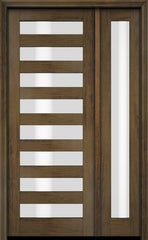 WDMA 38x84 Door (3ft2in by 7ft) Exterior Swing Mahogany Modern Slimlite Glass Shaker Single Entry Door Sidelight 3