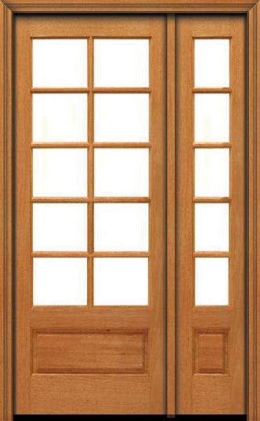 WDMA 38x96 Door (3ft2in by 8ft) French Mahogany 96in 10 lite 1 Panel Single Door/1side IG Glass 1