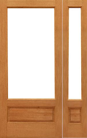 WDMA 38x96 Door (3ft2in by 8ft) Patio Mahogany 1-lite-P/B French Brazilian Wood 1 Panel IG Glass Sidelight Door 1