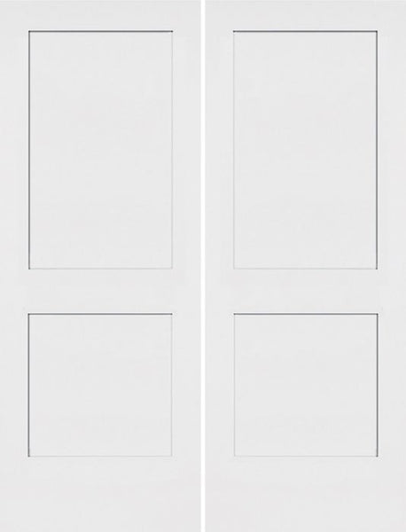WDMA 40x80 Door (3ft4in by 6ft8in) Interior Swing Smooth 80in Monroe 2 Panel Shaker Hollow Core Double Door|1-3/8in Thick 1