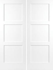 WDMA 40x80 Door (3ft4in by 6ft8in) Interior Swing Smooth 80in Birkdale 3 Panel Shaker Hollow Core Double Door|1-3/8in Thick 1