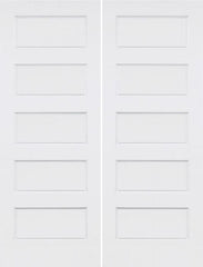 WDMA 40x80 Door (3ft4in by 6ft8in) Interior Swing Smooth 80in Conmore 5 Panel Shaker Solid Core Double Door|1-3/8in Thick 1