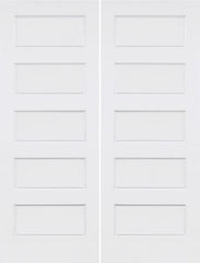 WDMA 40x80 Door (3ft4in by 6ft8in) Interior Barn Smooth 80in Conmore 5 Panel Shaker Solid Core Double Door|1-3/4in Thick 1