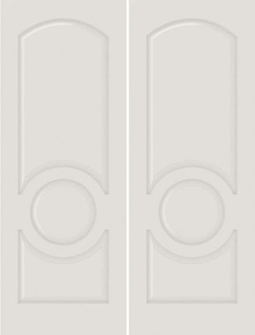 WDMA 40x80 Door (3ft4in by 6ft8in) Interior Bypass Smooth 3120 MDF 3 Panel Arch Panel Circle Double Door 1