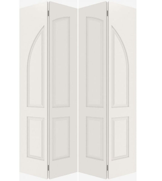 WDMA 40x80 Door (3ft4in by 6ft8in) Interior Swing Smooth 4070 MDF Pair 4 Panel Round Panel Double Door 1