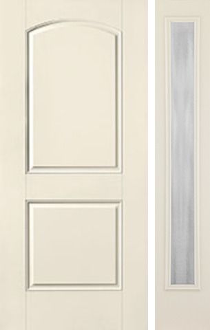 WDMA 40x80 Door (3ft4in by 6ft8in) Exterior Smooth 2 Panel Soft Arch Star Door 1 Side Chinchilla Full Lite 1