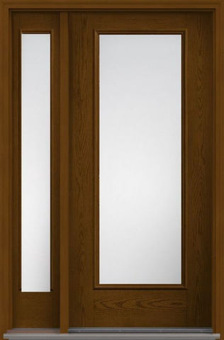 WDMA 40x80 Door (3ft4in by 6ft8in) Patio Oak Low-E Full Lite W/ Stile Lines Fiberglass Exterior Door 1 Side 1