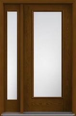 WDMA 40x80 Door (3ft4in by 6ft8in) Patio Oak Low-E Full Lite W/ Stile Lines Fiberglass Exterior Door 1 Side 1