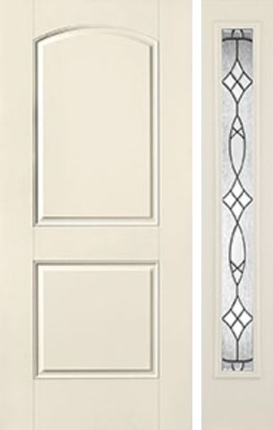 WDMA 40x80 Door (3ft4in by 6ft8in) Exterior Smooth 2 Panel Soft Arch Star Door 1 Side Blackstone Full Lite 1
