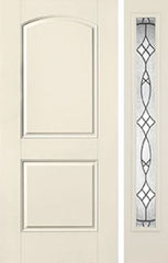 WDMA 40x80 Door (3ft4in by 6ft8in) Exterior Smooth 2 Panel Soft Arch Star Door 1 Side Blackstone Full Lite 1