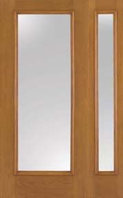 WDMA 40x80 Door (3ft4in by 6ft8in) French Oak Fiberglass Impact Door Full Lite Clear Glass 6ft8in 1 Sidelight 1