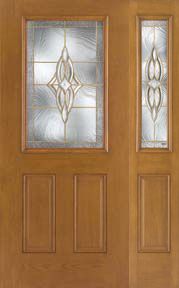 WDMA 40x80 Door (3ft4in by 6ft8in) Exterior Oak Fiberglass Impact Door 1/2 Lite Wellesley 6ft8in 1 Sidelight 1