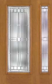 WDMA 40x80 Door (3ft4in by 6ft8in) Exterior Oak Fiberglass Impact Door Full Lite Saratoga 6ft8in 1 Sidelight 1