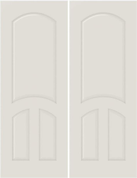 WDMA 40x84 Door (3ft4in by 7ft) Interior Swing Smooth 3230 MDF 3 Panel Arch Panel Double Door 1