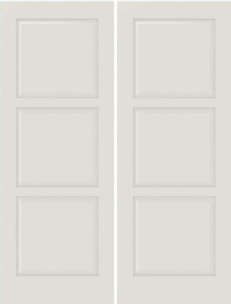 WDMA 40x84 Door (3ft4in by 7ft) Interior Barn Smooth 3100 MDF 3 Panel Double Door 1