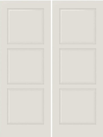WDMA 40x84 Door (3ft4in by 7ft) Interior Barn Smooth 3100 MDF 3 Panel Double Door 1