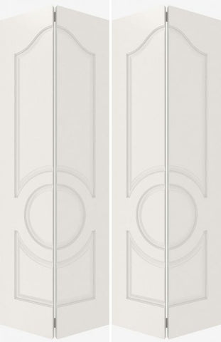 WDMA 40x84 Door (3ft4in by 7ft) Interior Barn Smooth 3140 MDF 3 Panel Arch Panel Circle Double Door 2