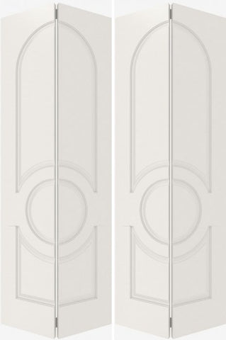 WDMA 40x84 Door (3ft4in by 7ft) Interior Bypass Smooth 3130 MDF 3 Panel Round Panel Circle Double Door 2
