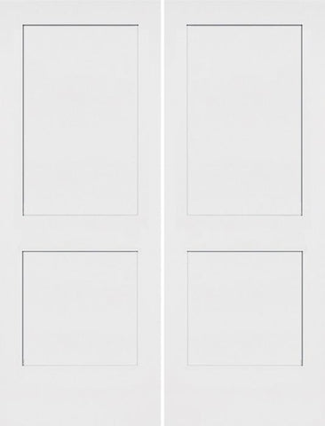 WDMA 40x96 Door (3ft4in by 8ft) Interior Swing Smooth 96in Monroe 2 Panel Shaker Hollow Core Double Door|1-3/8in Thick 1