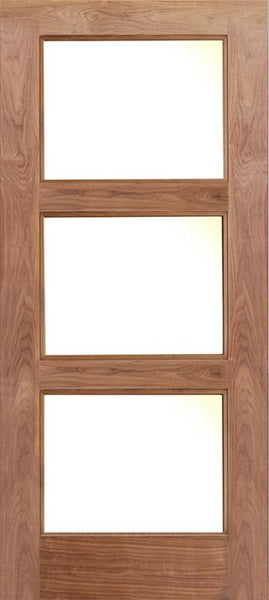 WDMA 42x80 Door (3ft6in by 6ft8in) Exterior Walnut 3 Lite Contemporary Single Entry Door 1