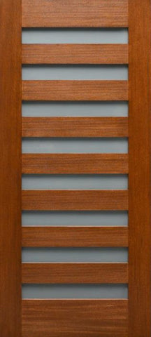 WDMA 42x80 Door (3ft6in by 6ft8in) Exterior Mahogany Modern 8-Lite Door with Opaque Sandblast Glass 1