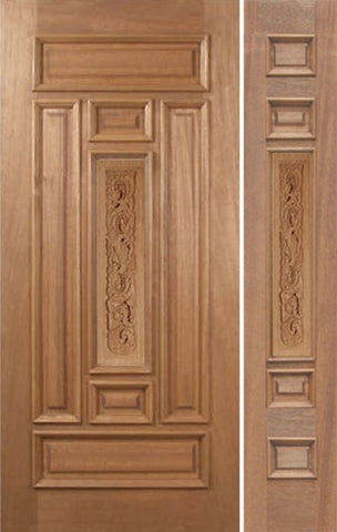WDMA 42x80 Door (3ft6in by 6ft8in) Exterior Mahogany Narrow Single Door/1side Carved Panel 1