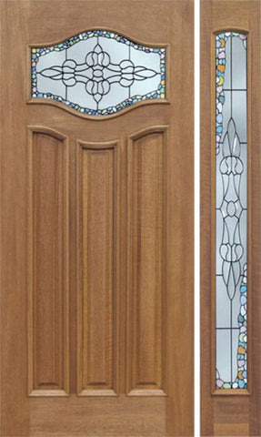 WDMA 42x80 Door (3ft6in by 6ft8in) Exterior Mahogany Wisteria Single Door/1side w/ Tiffany Glass 1