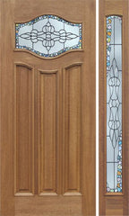 WDMA 42x80 Door (3ft6in by 6ft8in) Exterior Mahogany Wisteria Single Door/1side w/ Tiffany Glass 1