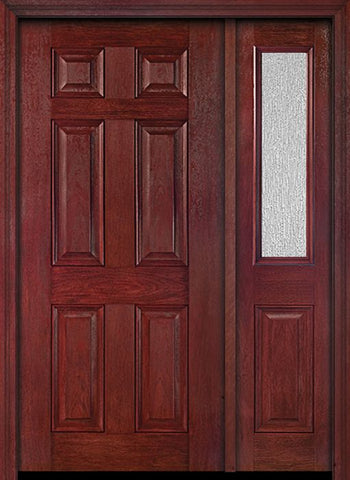 WDMA 42x80 Door (3ft6in by 6ft8in) Exterior Cherry Six Panel Single Entry Door Sidelight 1/2 Lite Rain Glass 1