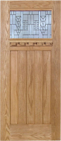 WDMA 42x80 Door (3ft6in by 6ft8in) Exterior Oak Biltmore Single Door w/ A Glass 1