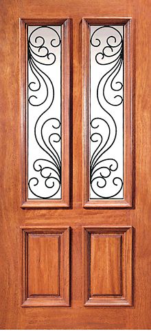 WDMA 42x80 Door (3ft6in by 6ft8in) Exterior Mahogany Insulated Twin Lite Front Single Door Ironwork 1
