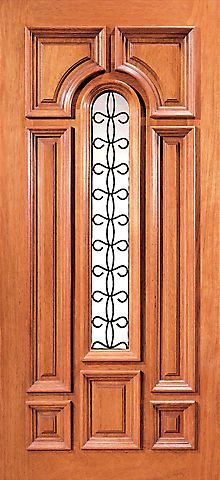WDMA 42x80 Door (3ft6in by 6ft8in) Exterior Mahogany Center Arch Lite Entry Single Door with Ironwork 1