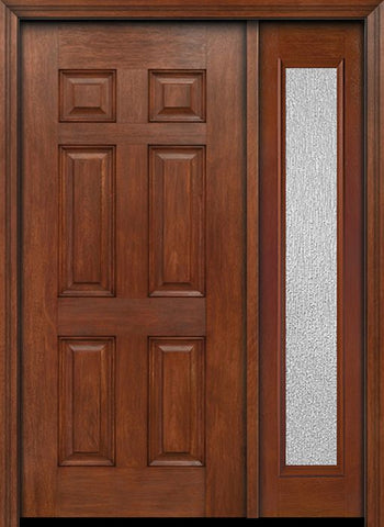 WDMA 42x80 Door (3ft6in by 6ft8in) Exterior Mahogany Six Panel Single Entry Door Sidelight Full Lite Rain Glass 1