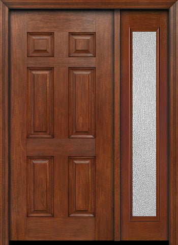 WDMA 42x80 Door (3ft6in by 6ft8in) Exterior Mahogany Six Panel Single Entry Door Sidelight Full Lite Rain Glass 1