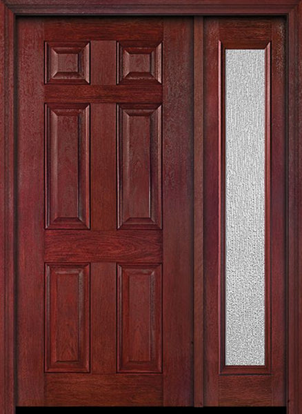 WDMA 42x80 Door (3ft6in by 6ft8in) Exterior Cherry Six Panel Single Entry Door Sidelight Full Lite Rain Glass 1