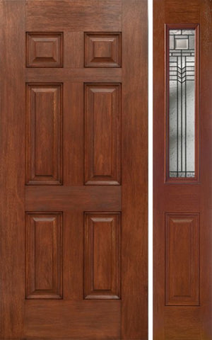 WDMA 42x80 Door (3ft6in by 6ft8in) Exterior Mahogany Six Panel Single Entry Door Sidelight 1/2 Lite w/ KP Glass 1
