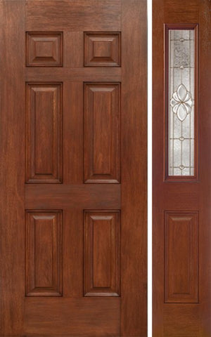 WDMA 42x80 Door (3ft6in by 6ft8in) Exterior Mahogany Six Panel Single Entry Door Sidelight 1/2 Lite w/ HM Glass 1