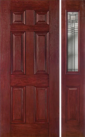 WDMA 42x80 Door (3ft6in by 6ft8in) Exterior Cherry Six Panel Single Entry Door Sidelight 1/2 Lite KP Glass 1