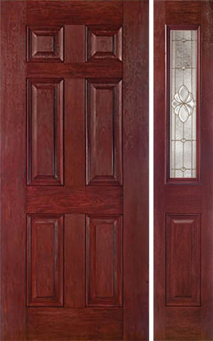 WDMA 42x80 Door (3ft6in by 6ft8in) Exterior Cherry Six Panel Single Entry Door Sidelight 1/2 Lite HM Glass 1