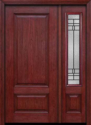 WDMA 42x80 Door (3ft6in by 6ft8in) Exterior Cherry Two Panel Single Entry Door Sidelight Pembrook Glass 1