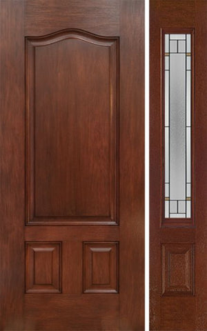 WDMA 42x80 Door (3ft6in by 6ft8in) Exterior Mahogany Three Panel Single Entry Door Sidelight TP Glass 1