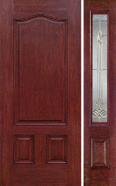WDMA 42x80 Door (3ft6in by 6ft8in) Exterior Cherry Three Panel Single Entry Door Sidelight BT Glass 1
