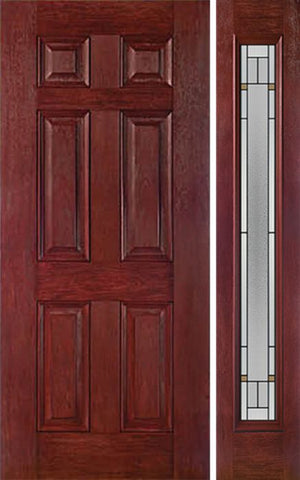 WDMA 42x80 Door (3ft6in by 6ft8in) Exterior Cherry Six Panel Single Entry Door Sidelight Full Lite TP Glass 1